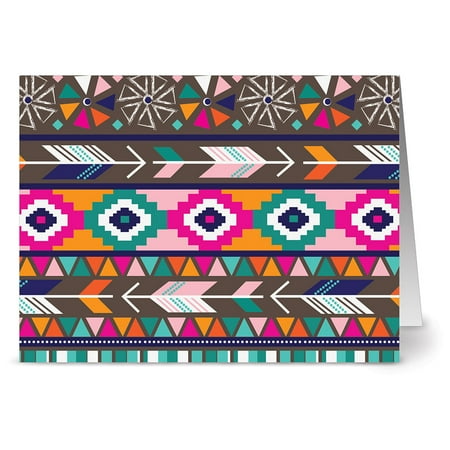 - 24 Note Cards - Tribal Motif - Blank Cards - Aqua Blue Ocean Envelopes Included