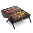 thumbnail image 5 of Portable Charcoal Grill Outdoor Stove – Two-Side Carbon Griller for BBQ, Tabletop Barbecue Grill for Outdoor Camping Backyard Party, Black with Carry Bag & Wood Handle, 5 of 9