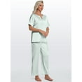 thumbnail image 6 of DAKIMOE Womens Silk Satin Pajama Sets Short Sleeve Pjs V Neck Pajamas for Women with Long Pant S to XL, 6 of 8