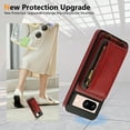 thumbnail image 3 of ELEHOLD Case for Google Pixel 8, Zipper Leather Wallet Case with Card Holder Stand,Red, 3 of 5