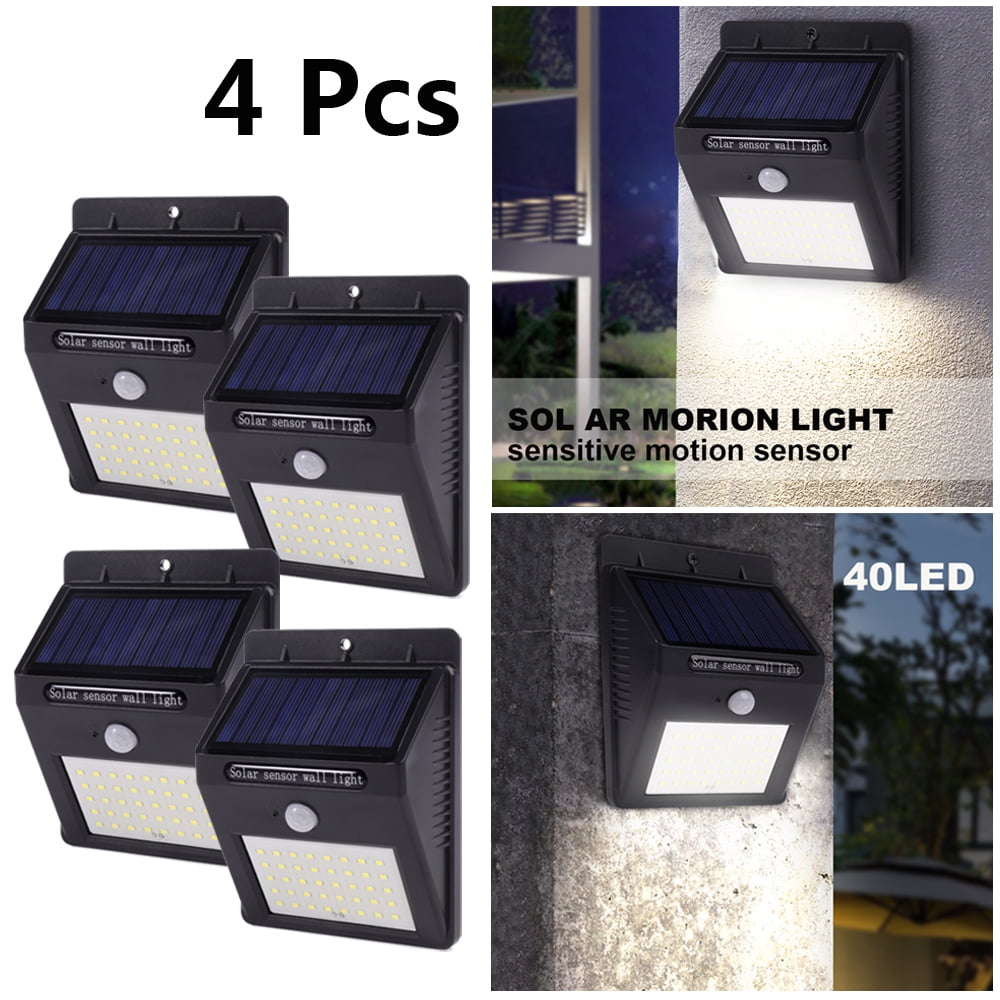 4 Pack Solar Lights Wireless Waterproof Motion Sensor Outdoor Lighting System 