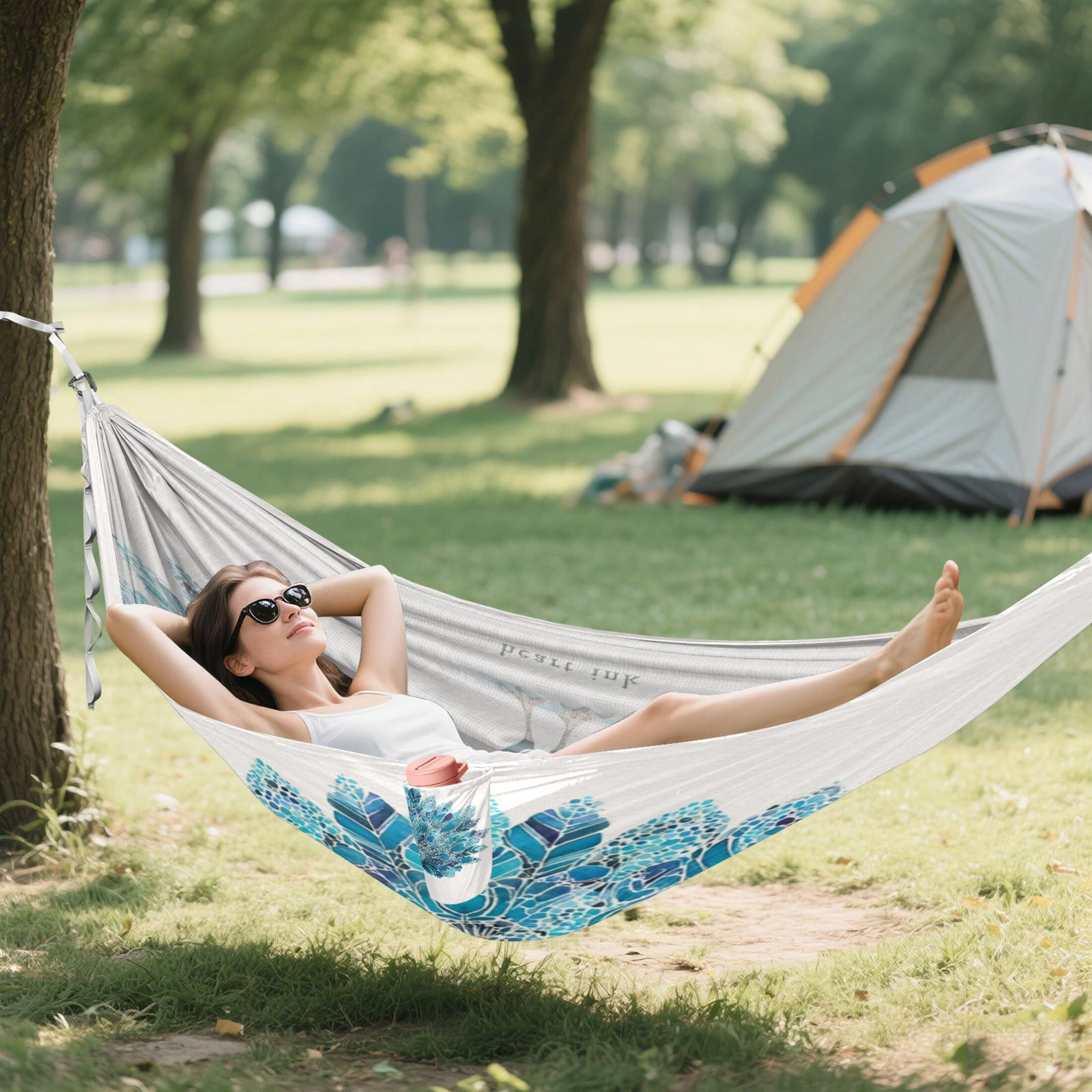 Hanging Hammock Portable Travel Camping For Outdooor Beach Camping Hiking The Peacock on The Closing Screen