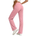 thumbnail image 4 of PWPSG Women's High Waist Crossover Slim Fit Flare Athletic Pants, High Stretch Yoga Trousers for Workout, Fitness & Active Lifestyle Pink XL, 4 of 5