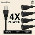 thumbnail image 3 of Luxury Office 4 Way Outlet Splitter 3 Prong Split Extension Cord For Home Office 12ft 1 Piece, 3 of 7
