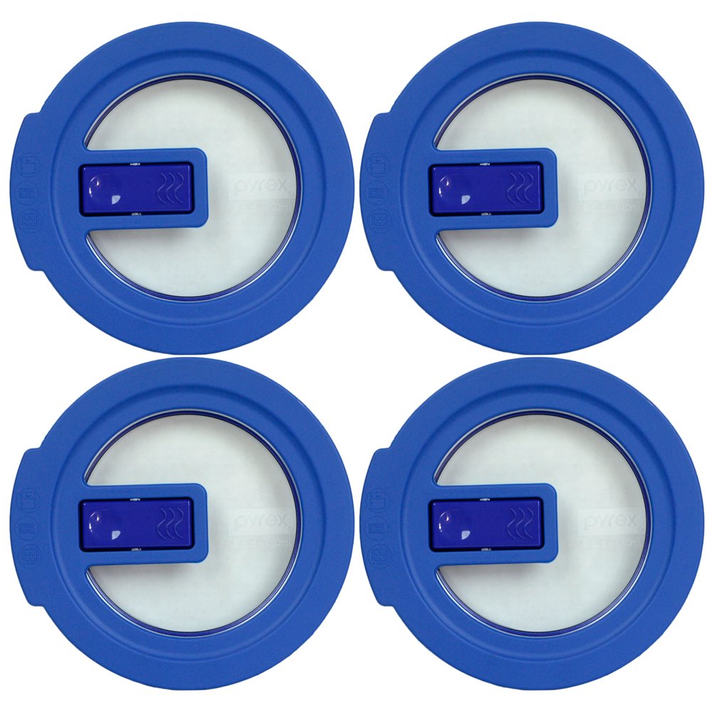 Pyrex Replacement Lid 7200NLC 2Cup Blue Round No Leak Cover (4Pack