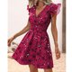 thumbnail image 5 of Vestido Corto de Verano Cintura Cinchado Gran Impresión de Flores sin Mangas, Vestido de Verano Sexy Y Informal, 5 of 7