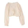 thumbnail image 3 of Cárdigan para mujer, accesorios de moda, abrigo transpirable, blusa, camisa de manga larga Color albaricoque, 3 of 7
