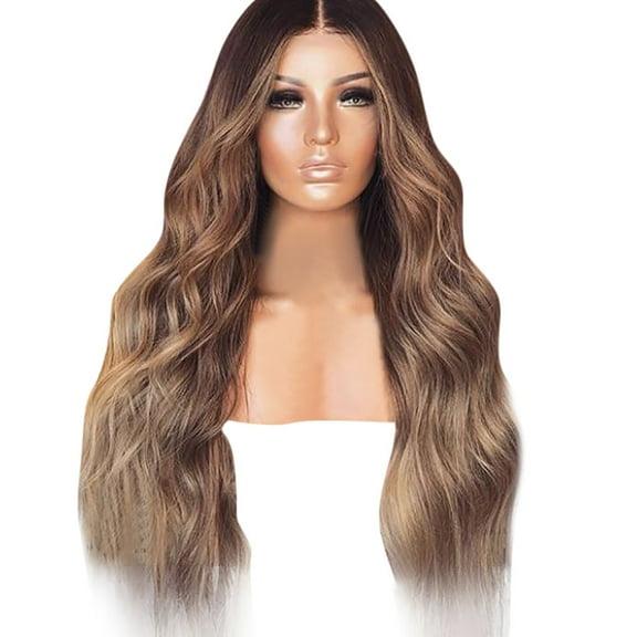 〖DOPI〗Sexy Gradient Blonde Party Wigs Long Curly Hair Mixed Colors Synthetic Wig