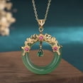 thumbnail image 3 of HOOUN Jade Jewelry Lucky Ring Shape Charm Pendant with Chain Necklace Gold Plated, 3 of 5