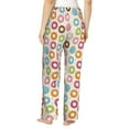 thumbnail image 3 of Xecao Colorful Donuts Women's Straight Lounge Pajama Pants: The Epitome of Relaxed Sleepwear, 3 of 9