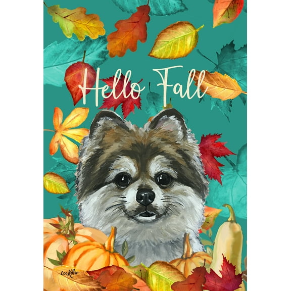 Pomeranian - Hippie Hound Studios Fall House Flag