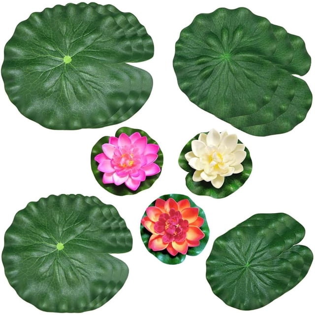 Simulación de lirio de agua 15 piezas Simulación de hoja de loto Simulación de flor de loto Flor de loto flotante Lirio de agua flotante Flor de loto flotante Flor artificial Hoja de loto