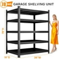 thumbnail image 2 of 78''H Garage Shelving Heavy Duty Garage Storage Shelves, 3000 LBS Adjustable 6 Tier Industrial Shelving Unit, Metal Utility Shelf for Basement, Warehouse and Workshop (78''Hx36''Wx16''D, Black), 2 of 9