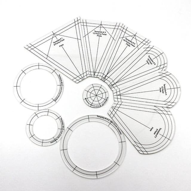 SPRING DIY Sewing Ruler 10pcs DIY Acrylic Patchwork Template Tool Set Sewing Patchwork Ruler Template For Splicing Quilting Dressmaking black line 1