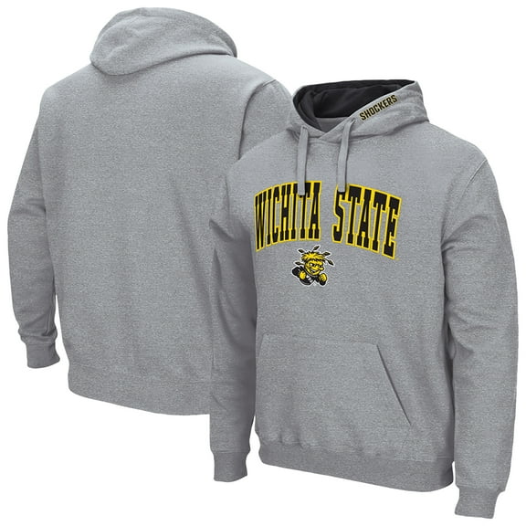 Men's Colosseum Heather Gray Wichita State Shockers Arch & Logo Hoodie