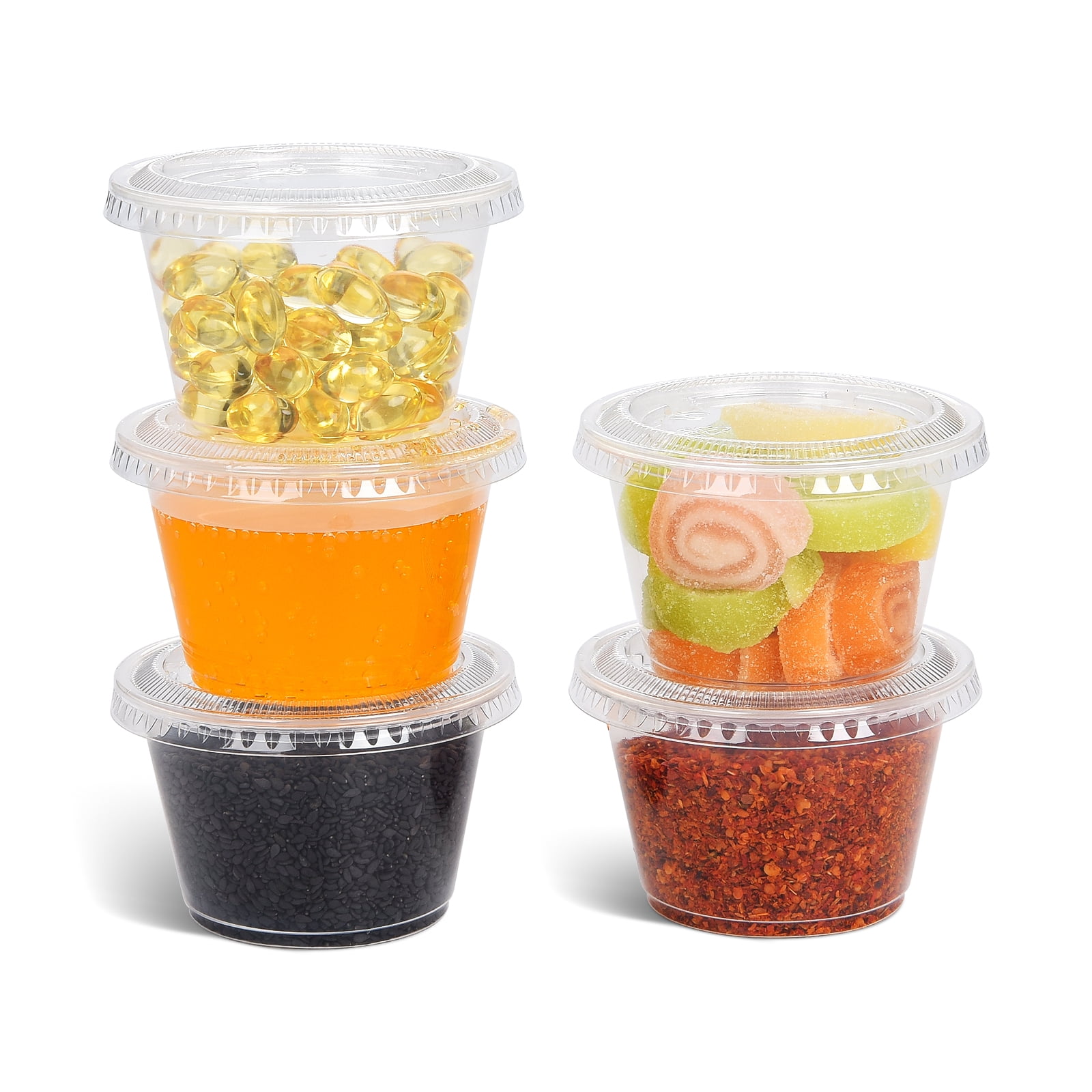 EDI 4 Ounce Clear Plastic Disposable Portion Cups/Souffle Cup with Lids, 50 Sets