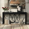 thumbnail image 3 of Harper & Bright Designs Vintage Console Table with Drawers, Acacia Wood Sofa Table with Open Bottom Storage, Black, 3 of 14