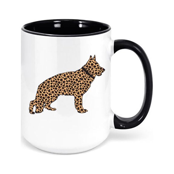 German Shepherd Mug, Leopard German Shepherd, German Shepherd Coffee Mug, Chihuahua Gift, Dog Mom Mug, Gift For Her, Leopard Coffee Cup, BLACK