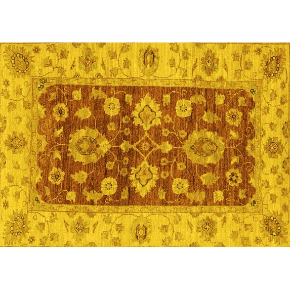 Ahgly Company Indoor Rectangle Oriental Yellow Traditional Area Rugs, 8' x 12'