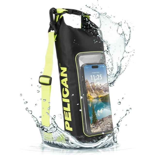 Marine IP68 Waterproof Dry Bag 2L - Roll Top Waterproof Backpack w/ Phone Case/Pouch - Boating & Kayak Accessories - Essentials for Camping Swimming Beach Fishing Rafting Travel - Black/Yell