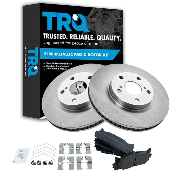 TRQ Front Brake Pad & Rotor Kit Brake Pads Brake Rotor Semi-Metallic Fits Select 2013-2018 Lexus ES300h 2007-2018 ES350 2008-2018 Toyota Avalon 2007-2017 Camry