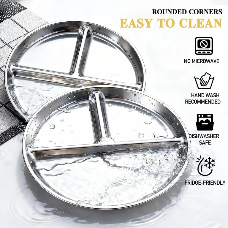 TAIMASI 6-Pack 9-Inch Stainless Steel Divided Plates photo 6