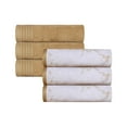 thumbnail image 2 of BNM Cotton Marble and Solid Hand Towel Set of 6, Brown, 2 of 9