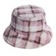thumbnail image 1 of Women Warm Bucket Hat Plaid Hat Daily Use Autumn Winter Purple Round Brim Windproof 1Pc, 1 of 3