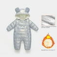 thumbnail image 3 of Baby Winter Solid Color Cute Ear Hooded Cotton Jumpsuit For Boys Girls, 3 of 5