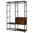 thumbnail image 4 of IVV Modern Wardrobe Organizer with Clothing Hanger Rod, 2 Drawers, Shoe Bench, Heavy Duty Metal Clothes Rack, Brown & Black, 4 of 8
