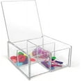 thumbnail image 3 of Isaac Jacobs 4-Compartment Square Clear Acrylic Organizer with Lid 5.75" L x 5.75" W x 2.75" H, Multi-Sectional Tray, Stackable, Storage Solution, 3 of 7