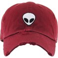 thumbnail image 2 of Alien Burgundy Vintage Distressed Dad Hat Adjustable Baseball Cap NASA Galaxy Spaceship UFO Face ET E.T. Saucer, 2 of 4