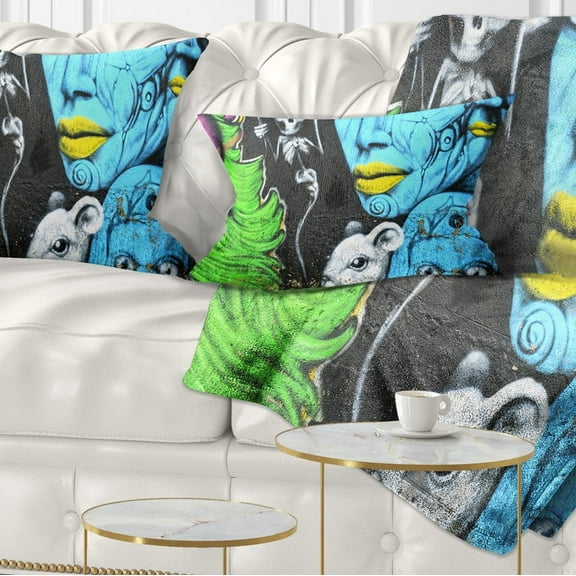 Designart Mural Wall Art - Street Art Throw Pillow - 12x20