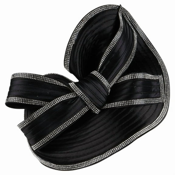 Tea Party Fascinator Hat Hairhoop for Party Wedding Women Rhinestone Bowknot Fascinator Headband Exaggerated Church Cap