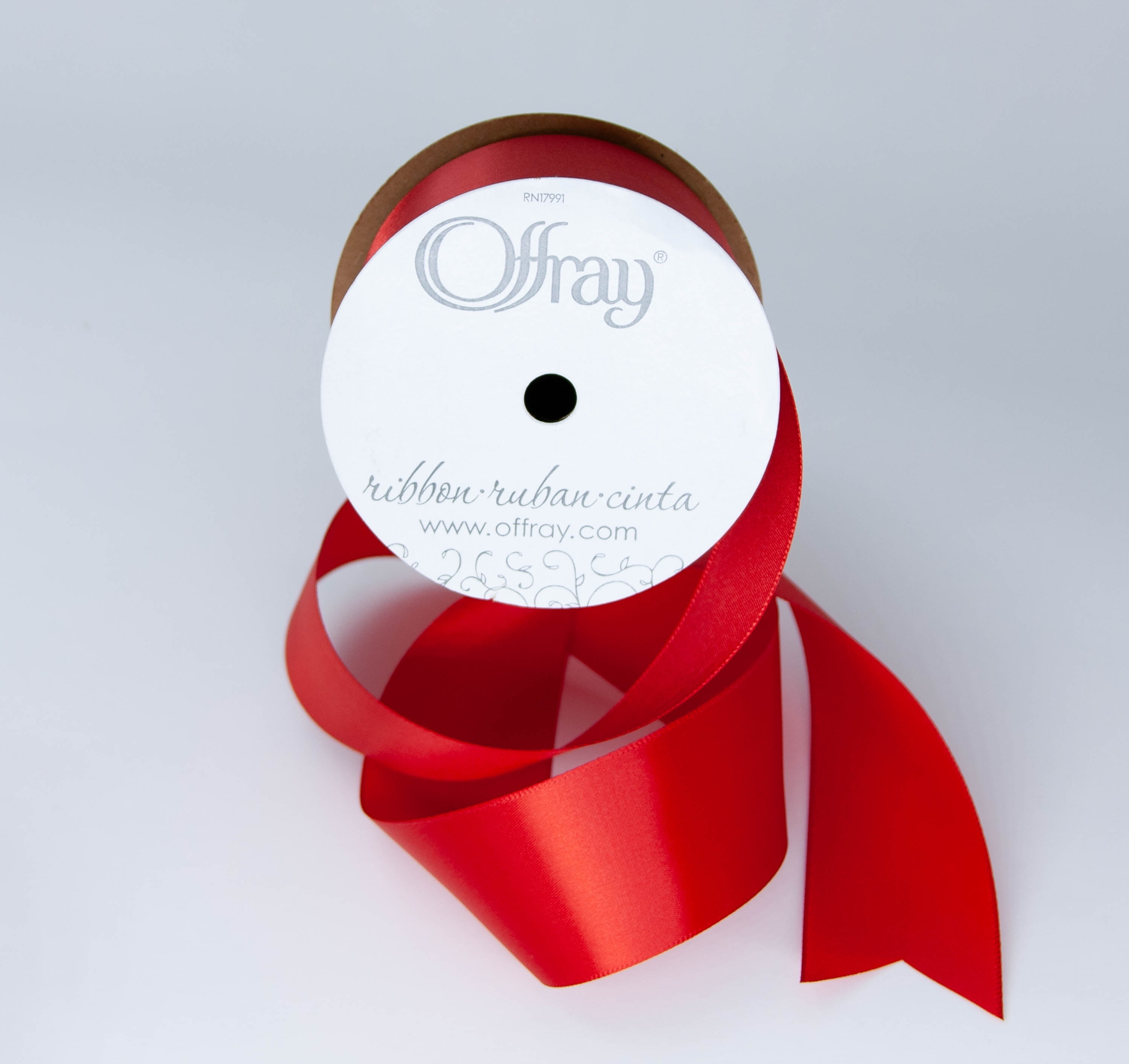 Offray Ribbon, Red 1 1/2 inch Single Face Satin Polyester Ribbon