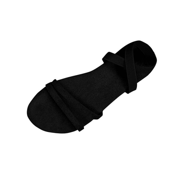 Strappy Flat Sandals for Women 2025 Summer Solid Casual Cross Slingback Breathable Slip-on Shoes for Beach Holiday