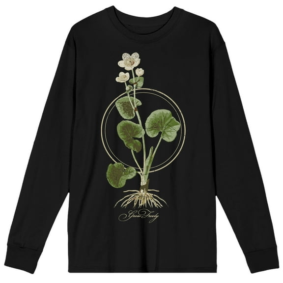 Positive Message Floral Grow Freely Men's Black Long Sleeve Crew Neck Tee-3XL