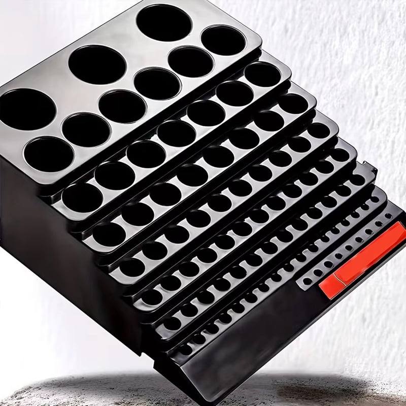 85 Hole Tool Bit Holder Storage Box, Mandrel Drill Bench Tool Holes Screwdriver Bit Holder Drill Storage Case,Black