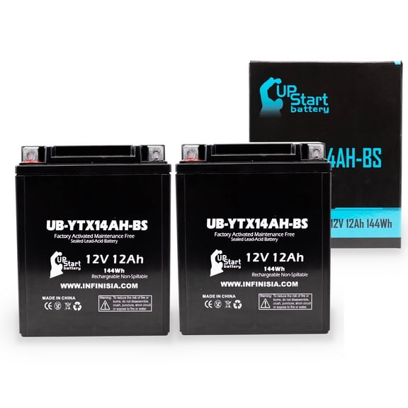 2-Pack UB-YTX14AH-BS Battery Replacement for 1994 Yamaha YFM35F, U Big Bear 350 CC ATV - Factory Activated, Maintenance Free, Motorcycle Battery - 12V, 12AH, UpStart Battery Brand
