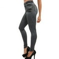thumbnail image 2 of Women's Pull-On Skinny Faux Denim Leggings High Waisted Stretch Jeggings Comfy Wash Pants Classic Tummy Control Gray, 2 of 6