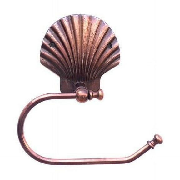 Handcrafted Model Ships SSTLPH-4001-AC 5 x 3 x 10 in. Antique Copper Seashell Toilet Paper Holder