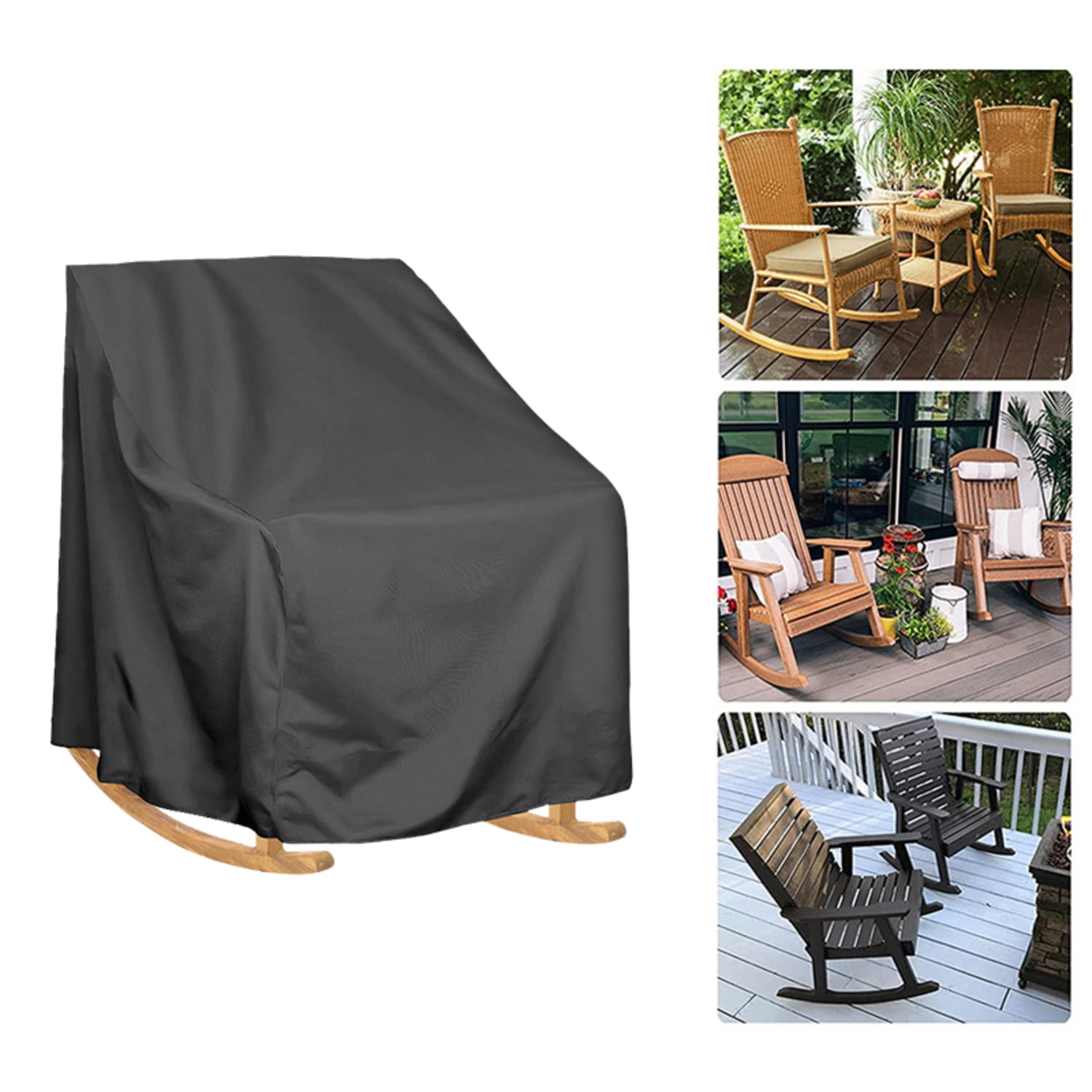 OPTUTUS 2-Pack Patio Rocking Chair Covers, 35 x 38 x 29 Inches Waterproof Oxford Fabric Chair Furniture Covers