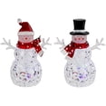 thumbnail image 3 of Northlight Lighted Acrylic Snowmen Christmas Decorations - 9" - LED Multicolor Lights - Set of 2, 3 of 7