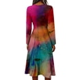 thumbnail image 4 of Fall Dresses for Women Wrap a Line Maxi Dress High Waist A-Line Swing Sundress, 4 of 5