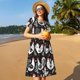 thumbnail image 4 of Easygdp Laying Hens And Roosters para Vestido Transpirable de Mujer, Vestido Suelto de Manga Corta con Pliegues y Bolsillos para el Verano, 4 of 6