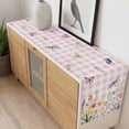 thumbnail image 4 of Wildflowers Table Runner - 108 Inch Long, Kitchen Dining Table Runner Dresser Scarves, Spring Watercolor Tulip Floral Leaf Pink Plaid Farmhouse Decor for Coffee Tables Wedding Party Banquet, 4 of 8