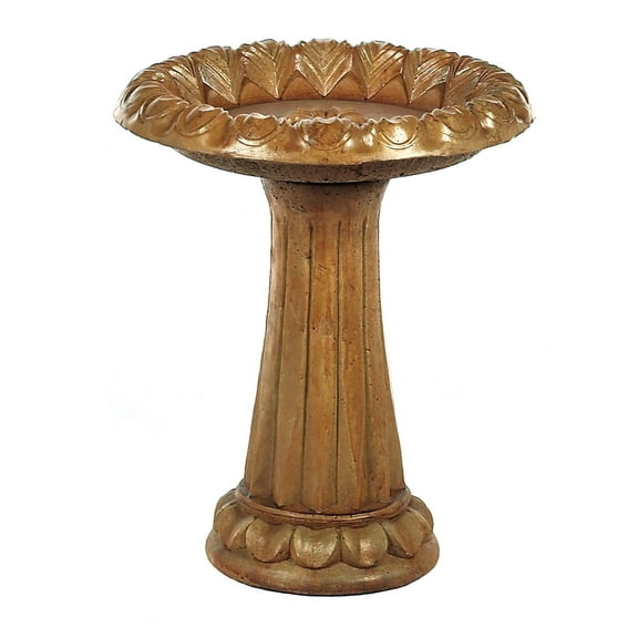 Solid Rock Stoneworks Petals Birdbath - 23" Tall x 19" Diameter - Autumn Wheat