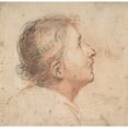 thumbnail image 2 of Francesco Montelatici 12x12 Gold Ornate Wood Frame and Double Matted Museum Art Print Titled - Youth Gazing Upwards in Profile (1607-61), 2 of 4