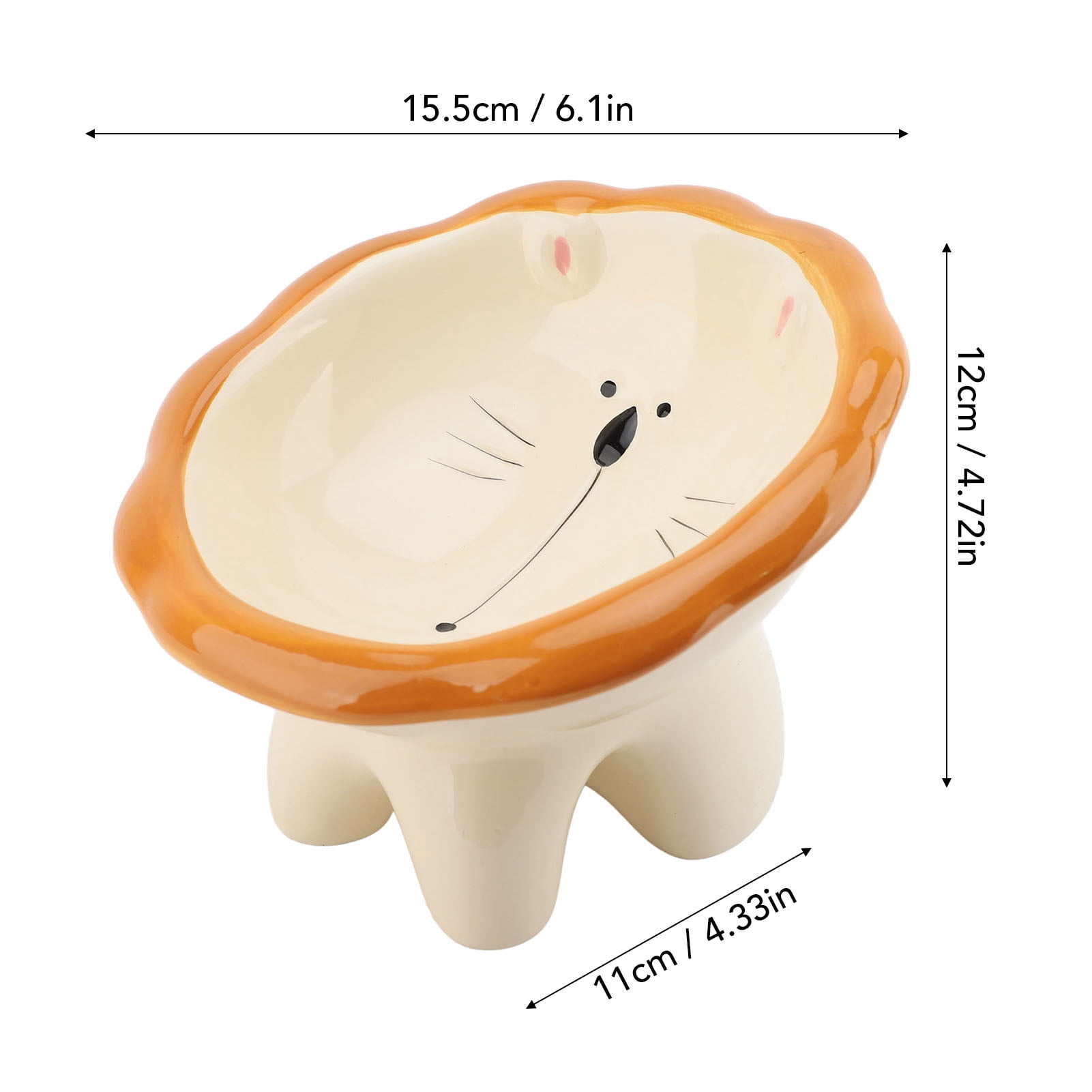 Yajisi Tilted Elevated Ceramic Pet Food Bowl for Cats and Dogs, Adorable Lion Design Anti-Spill Feeder, 6.1 inches / 15.5 cm Green
