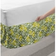 thumbnail image 2 of Leaves Bed Skirt, Continuous Botanical Pattern of Leafy Branches, Elastic Bedskirt Dust Ruffle Wrap Around for Bedding Decor, 4 Sizes, Reseda Green White, by Ambesonne, 2 of 2
